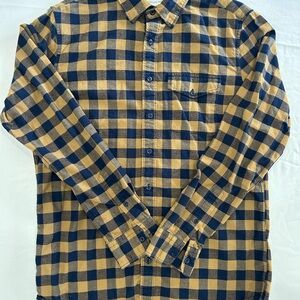 American Eagle Outfitters Navy and Tan Plaid Shirt size Medium Tall. Casual wear